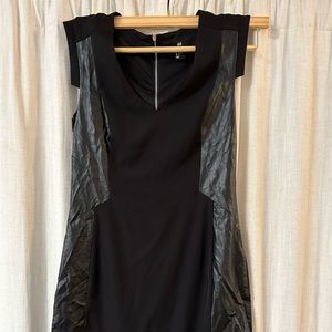 H&M little black body con dress with pleather side panels